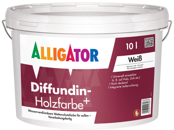 Alligator Diffundin-Holzfarbe+ 10 Liter weiß