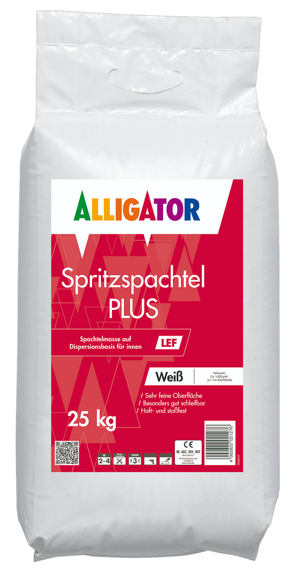 Alligator Spritzspachtel PLUS LEF (Polysack) 25 kg naturweiß