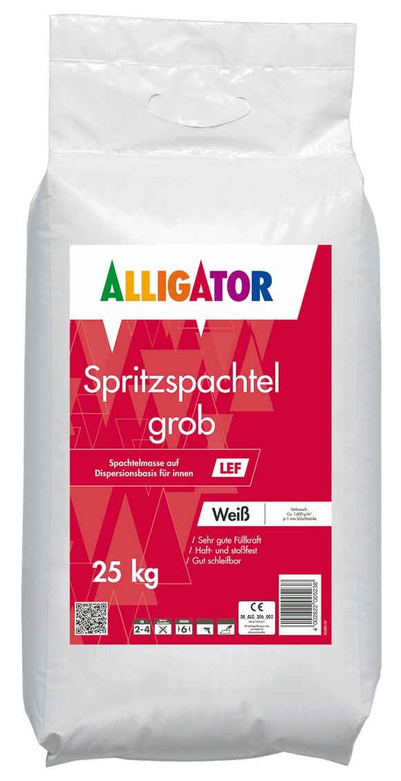 Alligator Spritzspachtel grob LEF Polysack 25 kg naturweiß