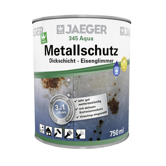 3x Jaeger 345 Aqua Metallschutz 0,75 Liter weiß