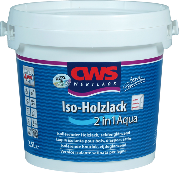 CWS WERTLACK Iso-Holzlack 2in1 Aqua 2,5 Liter weiß